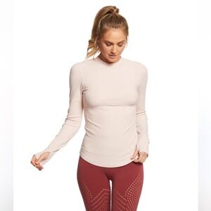 Free People Movement Laura Long Sleeve Rib Top In Pale Pink